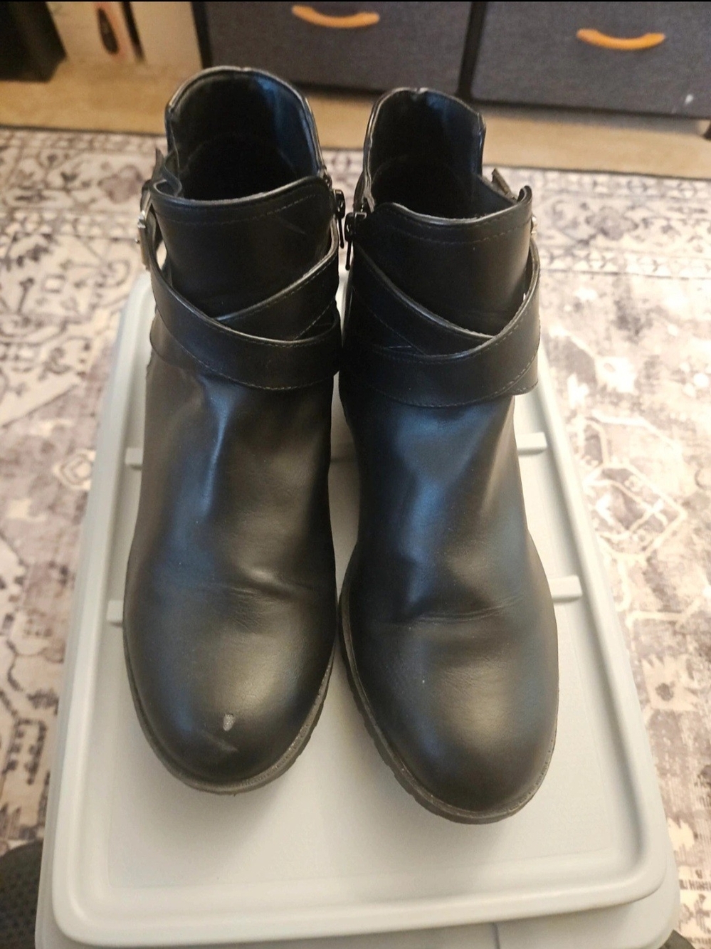 Payless Black Ankle Booties with Wrap Strap